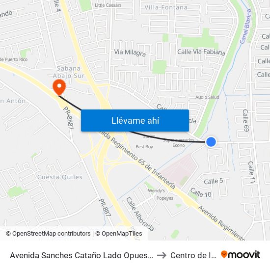 Avenida Sanches Cataño Lado Opuesto Entrada Hospital Regional to Centro de Inspección map