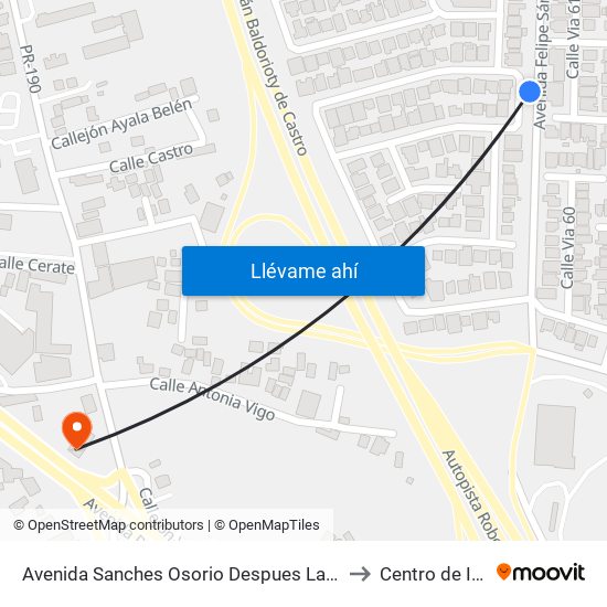 Avenida Sanches Osorio Despues Lado Opuesto Calle Milagros to Centro de Inspección map