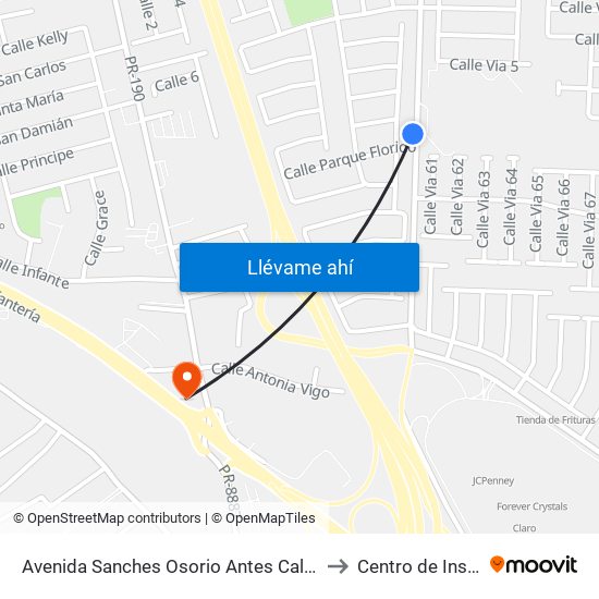 Avenida Sanches Osorio Antes Calle Parque Florido to Centro de Inspección map