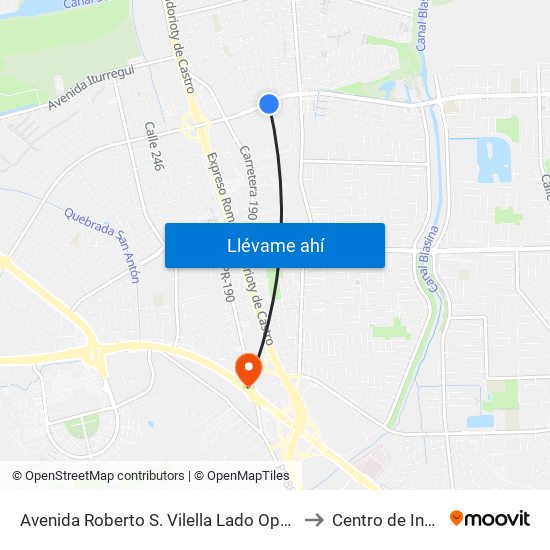 Avenida Roberto S. Vilella Lado Opuesto Calle Castilla to Centro de Inspección map