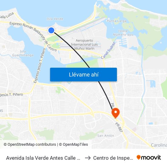 Avenida Isla Verde Antes Calle Díaz Way to Centro de Inspección map