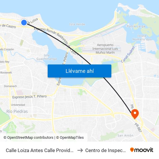 Calle Loiza Antes Calle Providencia to Centro de Inspección map