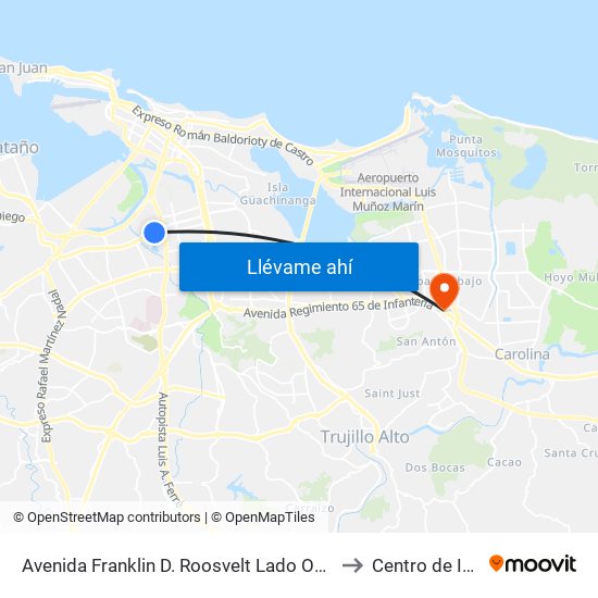 Avenida Franklin D. Roosvelt Lado Opuesto Calle Las America to Centro de Inspección map