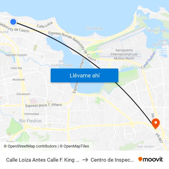 Calle Loiza Antes Calle F. King Krug to Centro de Inspección map