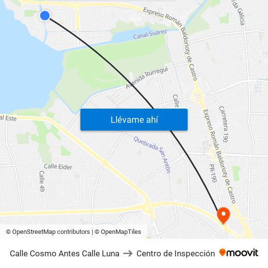 Calle Cosmo Antes Calle Luna to Centro de Inspección map
