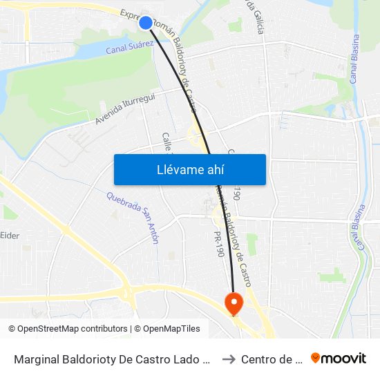 Marginal Baldorioty De Castro Lado Opuesto Condominio Intersuite to Centro de Inspección map