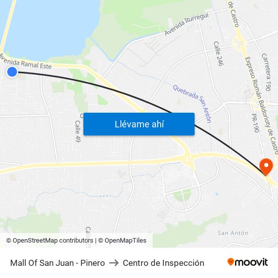 Mall Of San Juan - Pinero to Centro de Inspección map