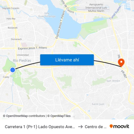 Carretera 1 (Pr-1) Lado Opuesto Avenida Ponce De León (Pr-8839) to Centro de Inspección map