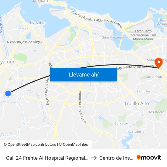 Call 24 Frente Al Hospital Regional (Lado Opuesto) to Centro de Inspección map