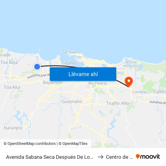 Avenida Sabana Seca Después De Los Apart. Parque De Las Gaviotas to Centro de Inspección map