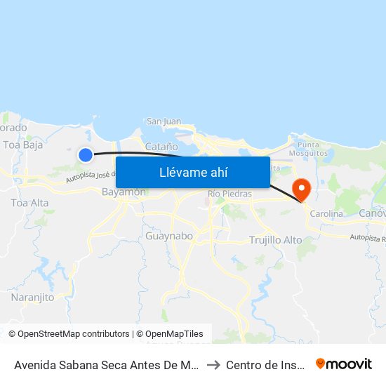 Avenida Sabana Seca Antes De Mansión Del Sol to Centro de Inspección map