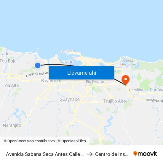 Avenida Sabana Seca Antes Calle Dr. Villalobos to Centro de Inspección map