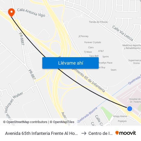 Avenida 65th Infanteria Frente Al Hospital Doctor Federico Trilla to Centro de Inspección map