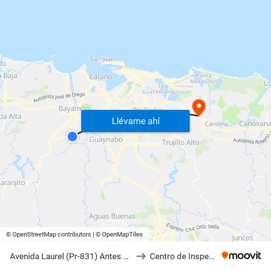 Avenida Laurel (Pr-831) Antes Calle 20 to Centro de Inspección map