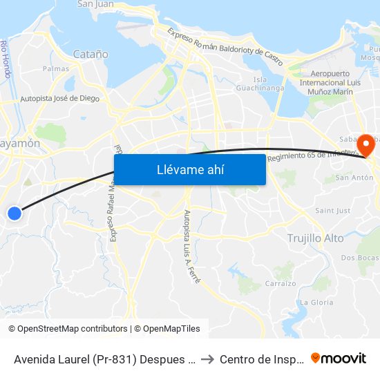 Avenida Laurel (Pr-831) Despues Calle 38 Sur to Centro de Inspección map