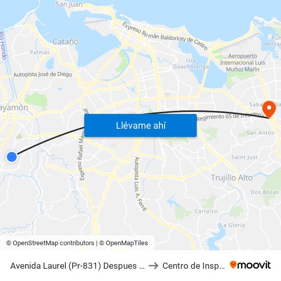 Avenida Laurel (Pr-831) Despues Calle 24 Sur to Centro de Inspección map