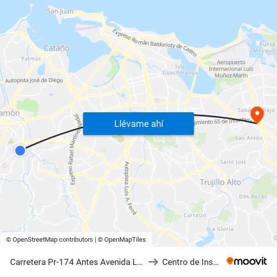 Carretera  Pr-174 Antes Avenida Laurel (Pr-831) to Centro de Inspección map