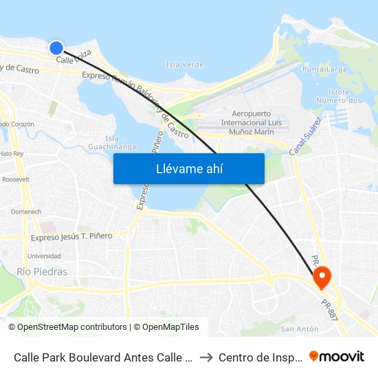 Calle Park Boulevard Antes Calle Las America to Centro de Inspección map