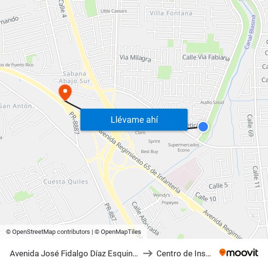 Avenida José Fidalgo Díaz Esquina Calle Leticia to Centro de Inspección map