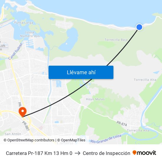 Carretera Pr-187 Km 13 Hm 0 to Centro de Inspección map