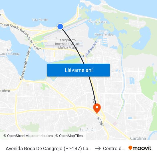 Avenida Boca De Cangrejo (Pr-187) Lado Opuesto 1ra Entrada Balneario Carolina to Centro de Inspección map