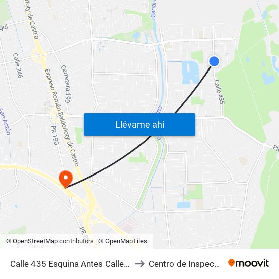 Calle 435 Esquina Antes Calle 525 to Centro de Inspección map