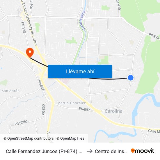 Calle Fernandez Juncos (Pr-874)  Esquina Calle 33 to Centro de Inspección map