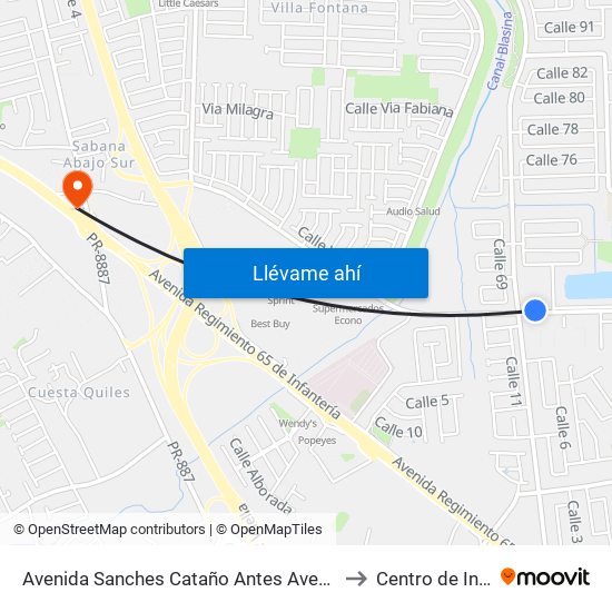 Avenida Sanches Cataño Antes Avenida Roberto Clemente to Centro de Inspección map