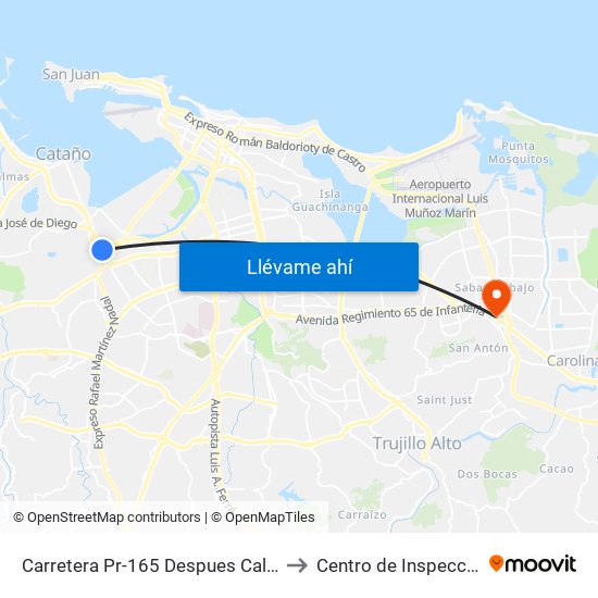 Carretera Pr-165 Despues Calle 2 to Centro de Inspección map