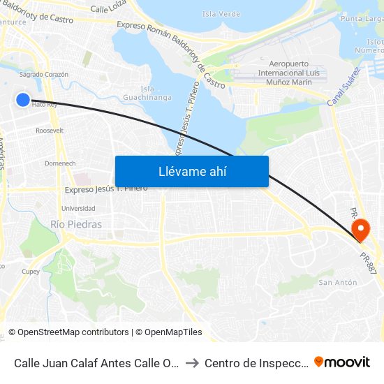 Calle Juan Calaf Antes Calle Oliver to Centro de Inspección map
