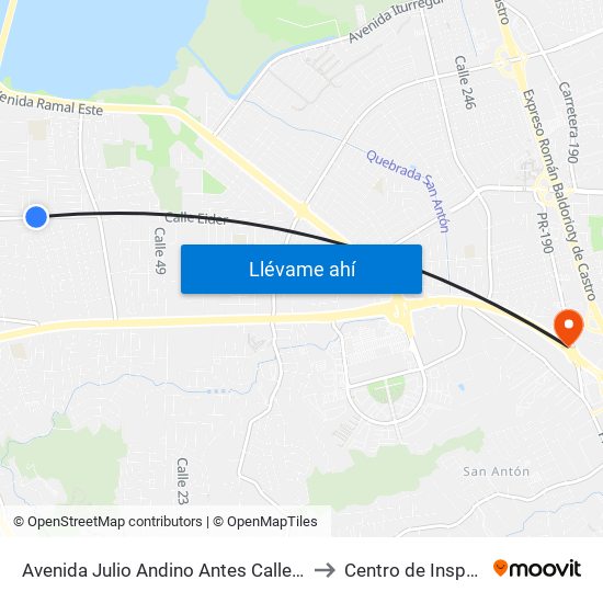Avenida Julio Andino Antes Calle Ana Otero to Centro de Inspección map