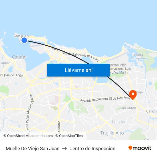 Muelle De Viejo San Juan to Centro de Inspección map