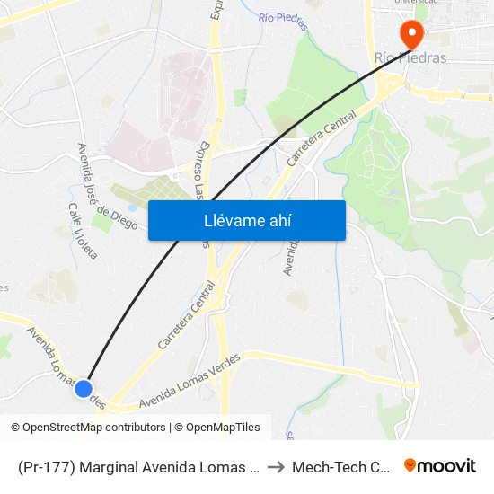 (Pr-177) Marginal Avenida Lomas Verdes Antes Residencial Alejandrino to Mech-Tech College Rio Piedras map