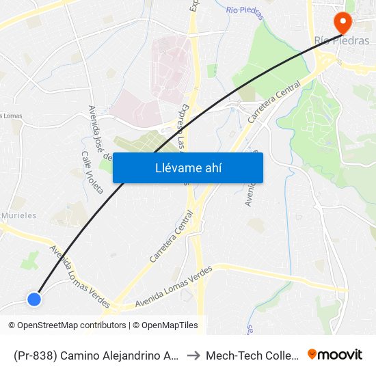 (Pr-838) Camino Alejandrino Antes Calle Maria Teresa to Mech-Tech College Rio Piedras map