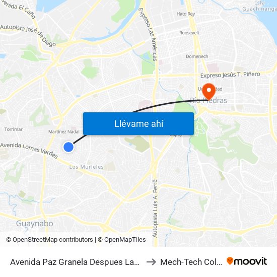 Avenida Paz Granela Despues Lado Opuesto Calle Estevan Padilla to Mech-Tech College Rio Piedras map