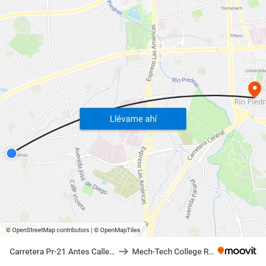 Carretera Pr-21 Antes Calle San Alfonso to Mech-Tech College Rio Piedras map