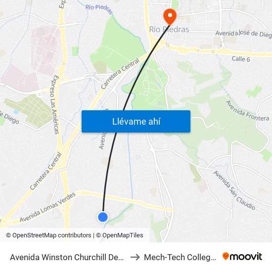 Avenida Winston Churchill Despues Calle Jajome to Mech-Tech College Rio Piedras map