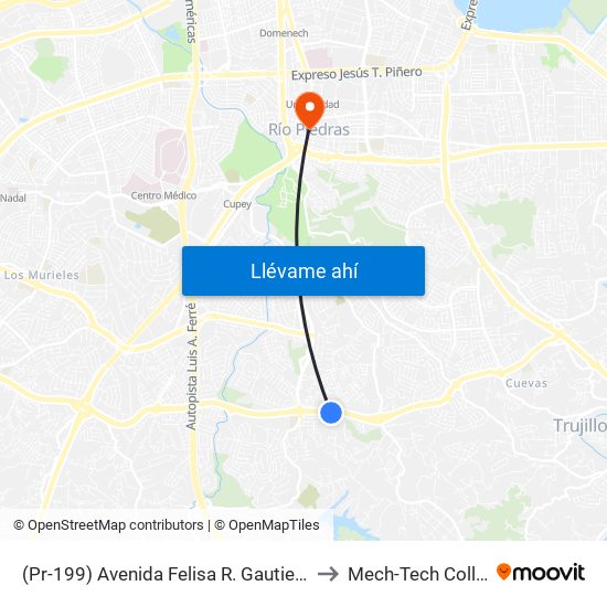 (Pr-199) Avenida Felisa R. Gautier Esquina Calle Juan D. Lefebre to Mech-Tech College Rio Piedras map