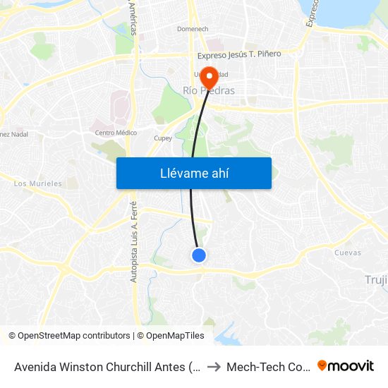 Avenida Winston Churchill Antes (Pr-176) Avenida Victor M. Labiosa to Mech-Tech College Rio Piedras map