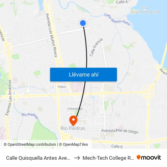 Calle Quisquella Antes Avenida Barbosa to Mech-Tech College Rio Piedras map