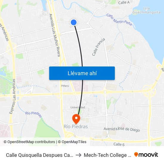 Calle Quisquella Despues Calle Pachín Maín to Mech-Tech College Rio Piedras map