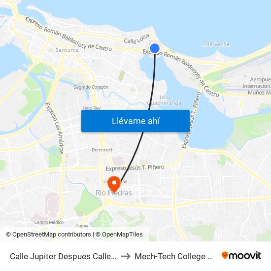 Calle Jupiter Despues Calle Maria Isabel to Mech-Tech College Rio Piedras map