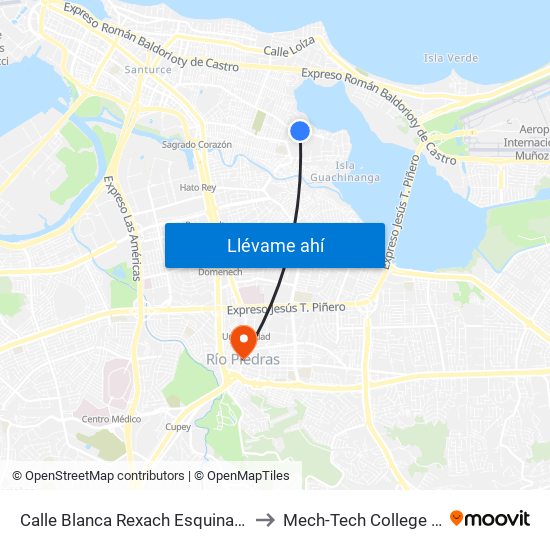 Calle Blanca Rexach Esquina Eduardo Conde to Mech-Tech College Rio Piedras map