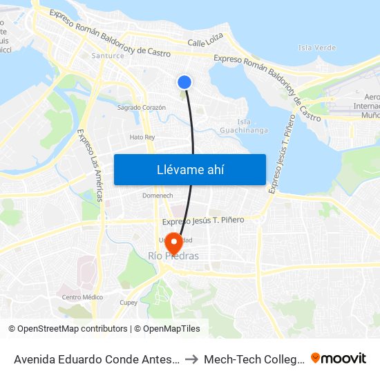 Avenida Eduardo Conde Antes Calle Buena Ventura to Mech-Tech College Rio Piedras map