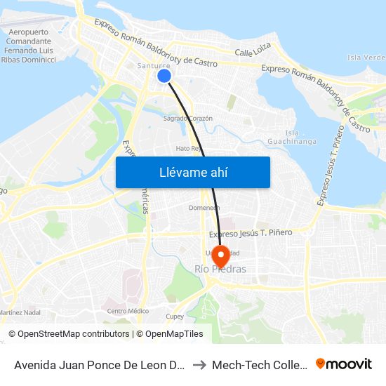 Avenida Juan Ponce De Leon Despues Calle Del Parque to Mech-Tech College Rio Piedras map