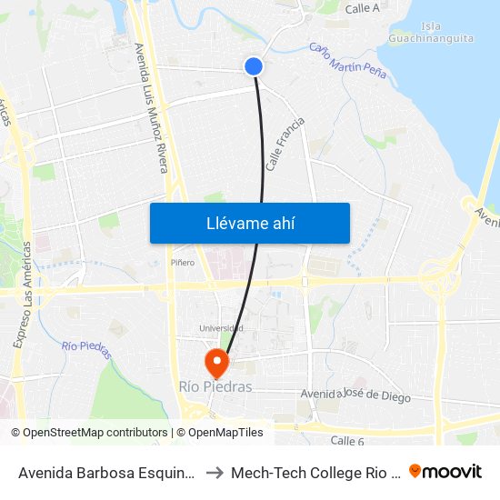 Avenida Barbosa Esquina Calle C to Mech-Tech College Rio Piedras map
