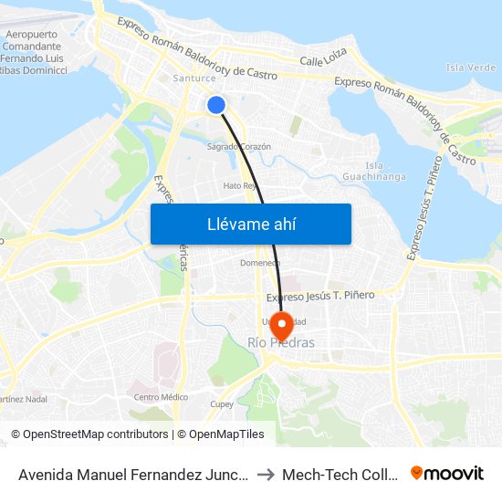 Avenida Manuel Fernandez Juncos Esquina Calle San Jorge to Mech-Tech College Rio Piedras map