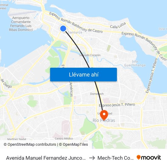 Avenida Manuel Fernandez Juncos Esquina Avenida Roberto H Tood to Mech-Tech College Rio Piedras map