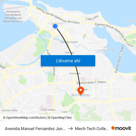 Avenida Manuel Fernandez Juncos Antes Calle Lloveras to Mech-Tech College Rio Piedras map