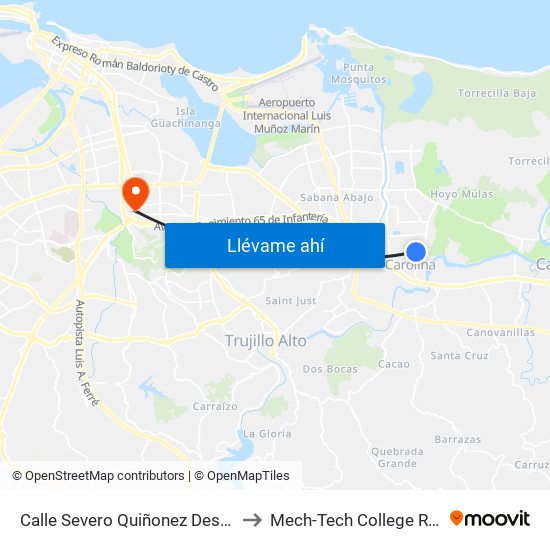Calle Severo Quiñonez Despues Calle 7 to Mech-Tech College Rio Piedras map